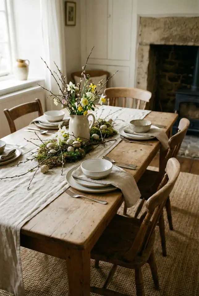 Rustic Easter Table Styling Indoors 1