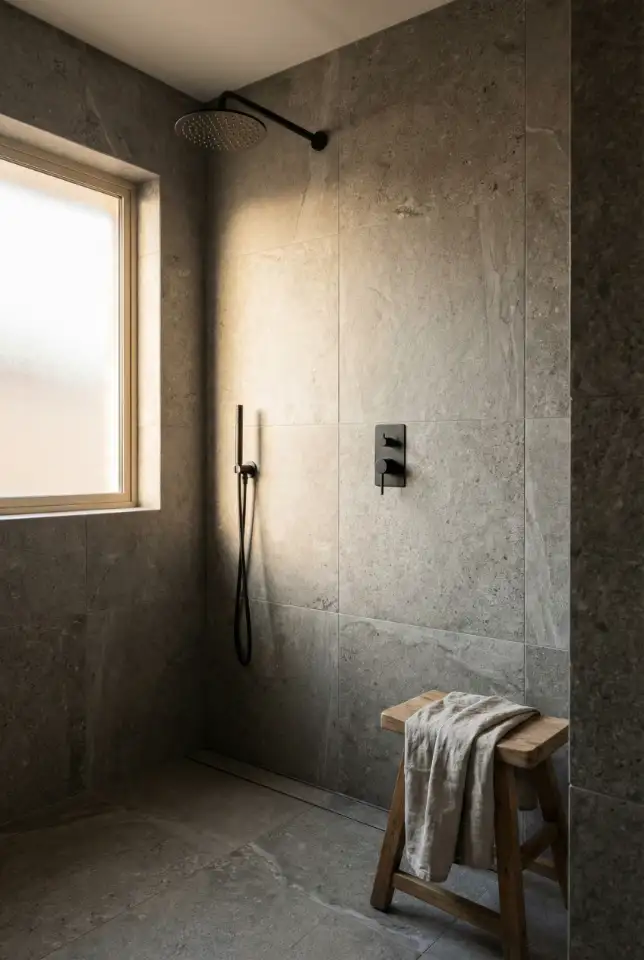 Rustic Gray Shower with Texture 1