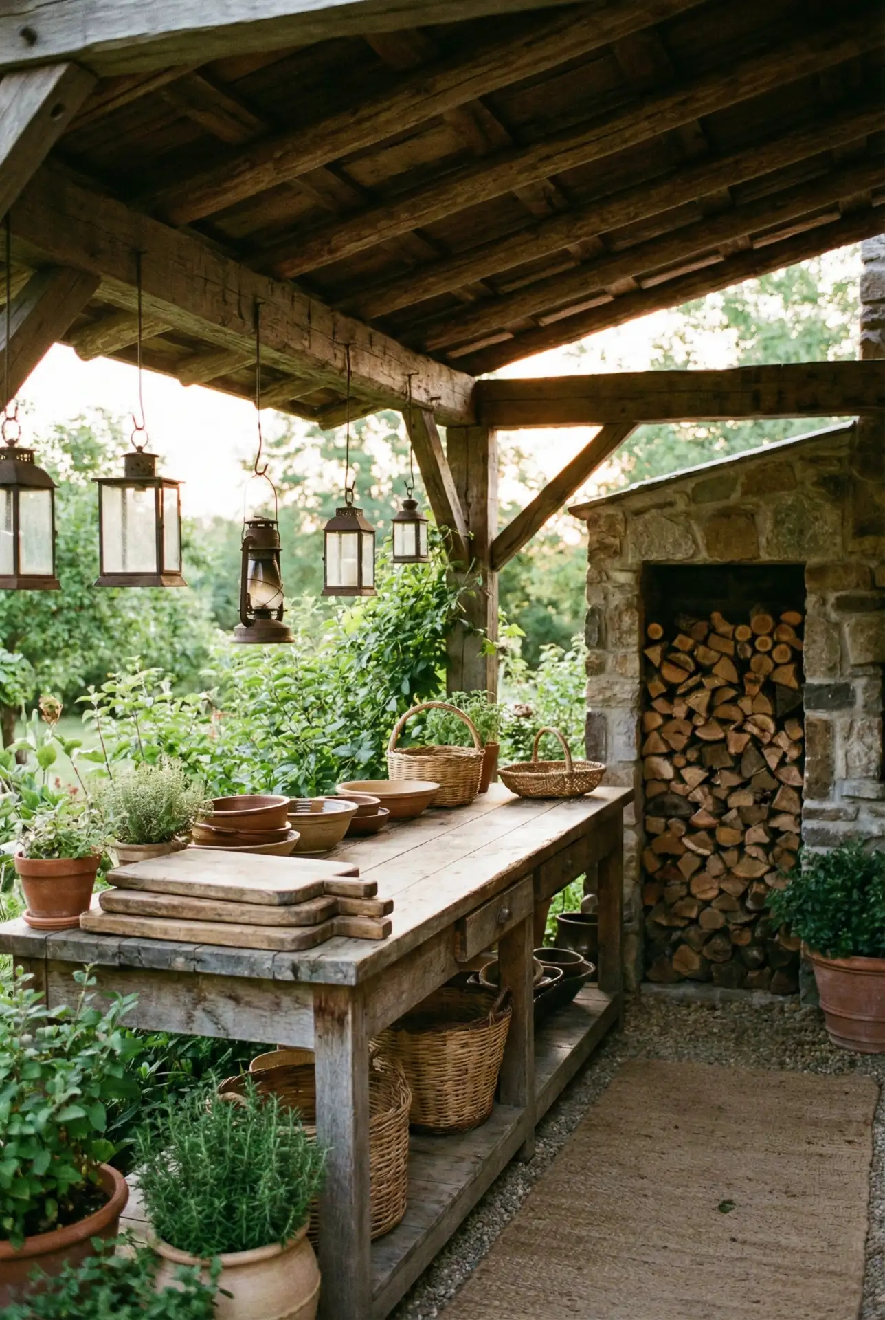 Rustic Grill Cabin With Open Shelving 2