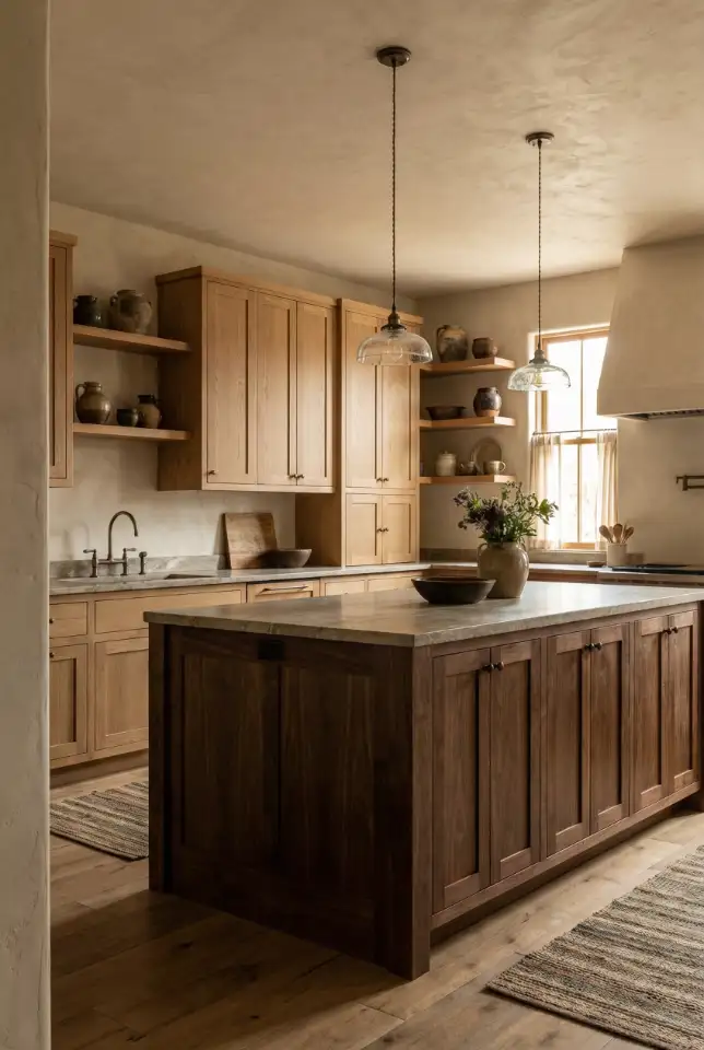 Rustic Kitchen Island Inspiration With Mixed Wood Tones 2