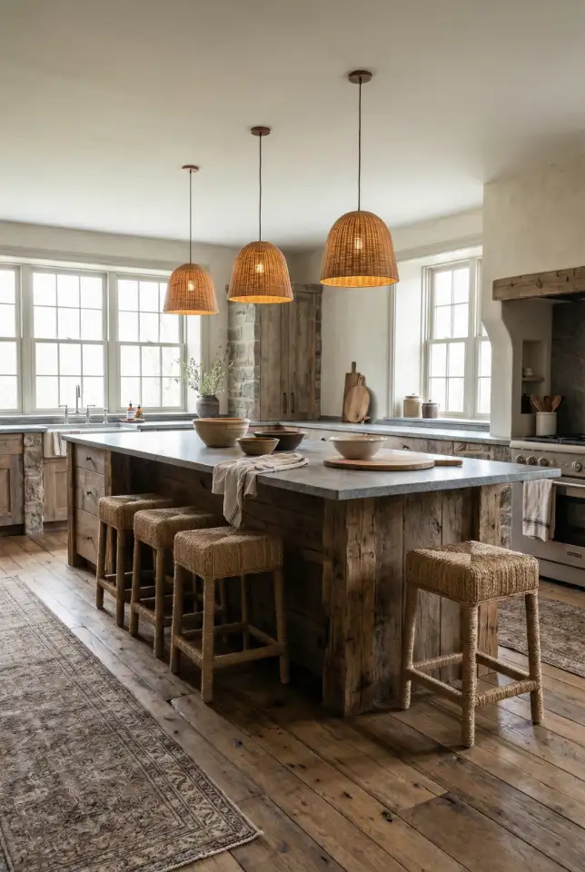 Rustic Kitchen Island With Seating And A Family-Ready Layout 2