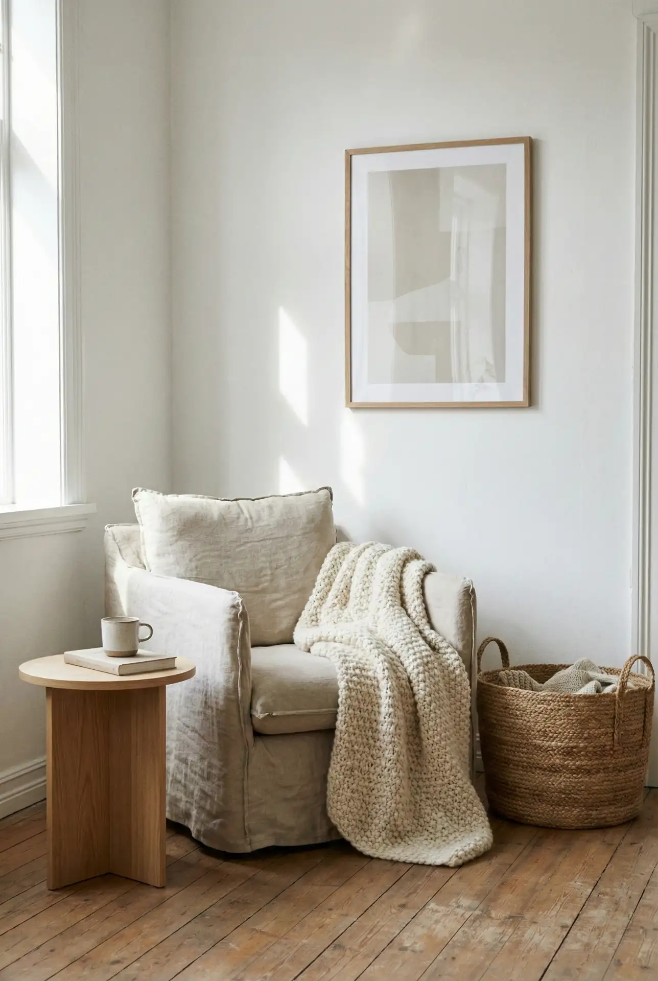 Rustic Scandinavian Reading Corner With Layered Texture 1