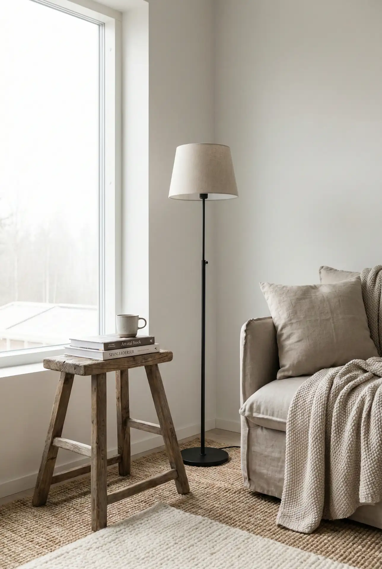 Rustic Scandinavian Reading Corner With Layered Texture 2