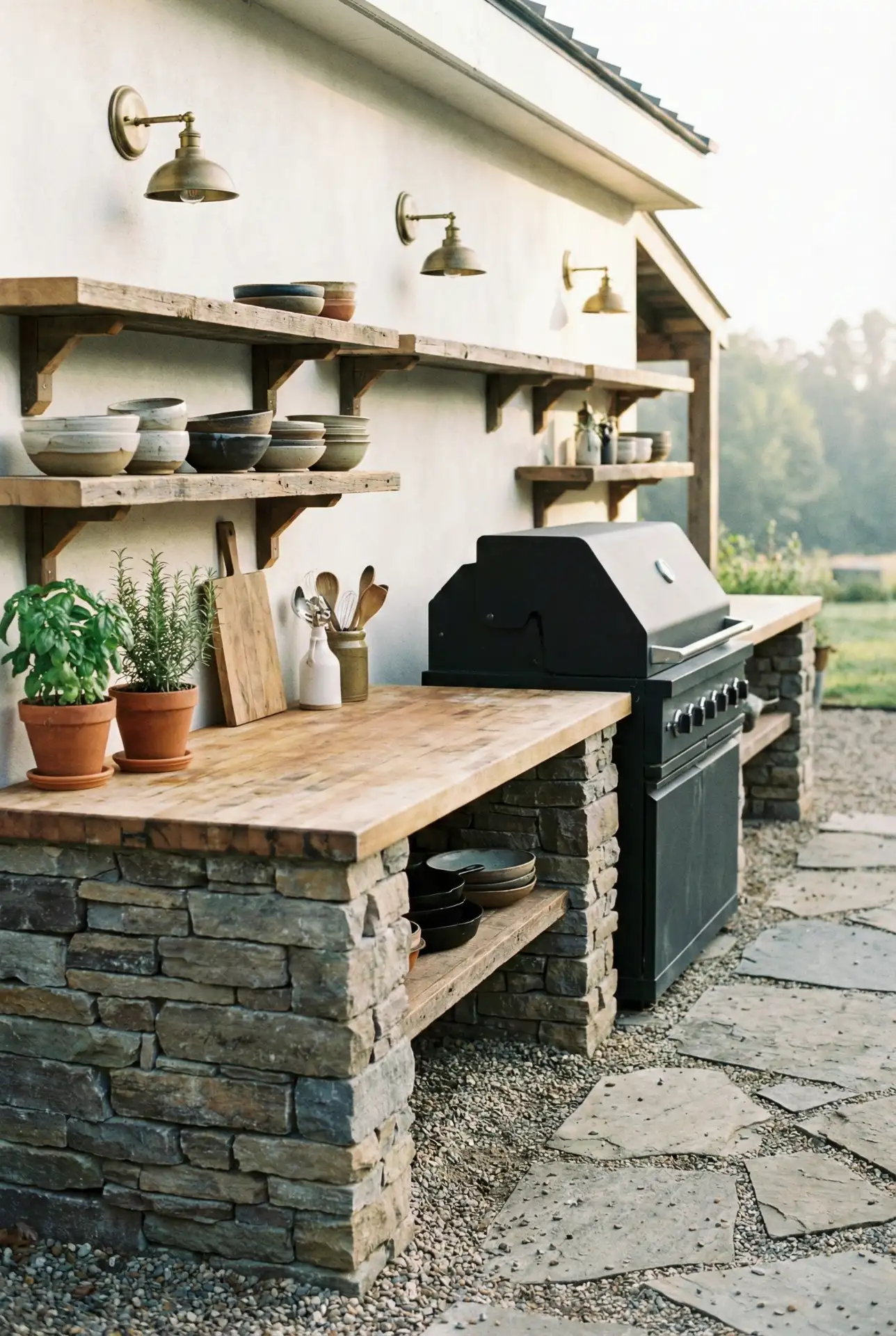 Rustic Stone-And-Wood Cookline 1