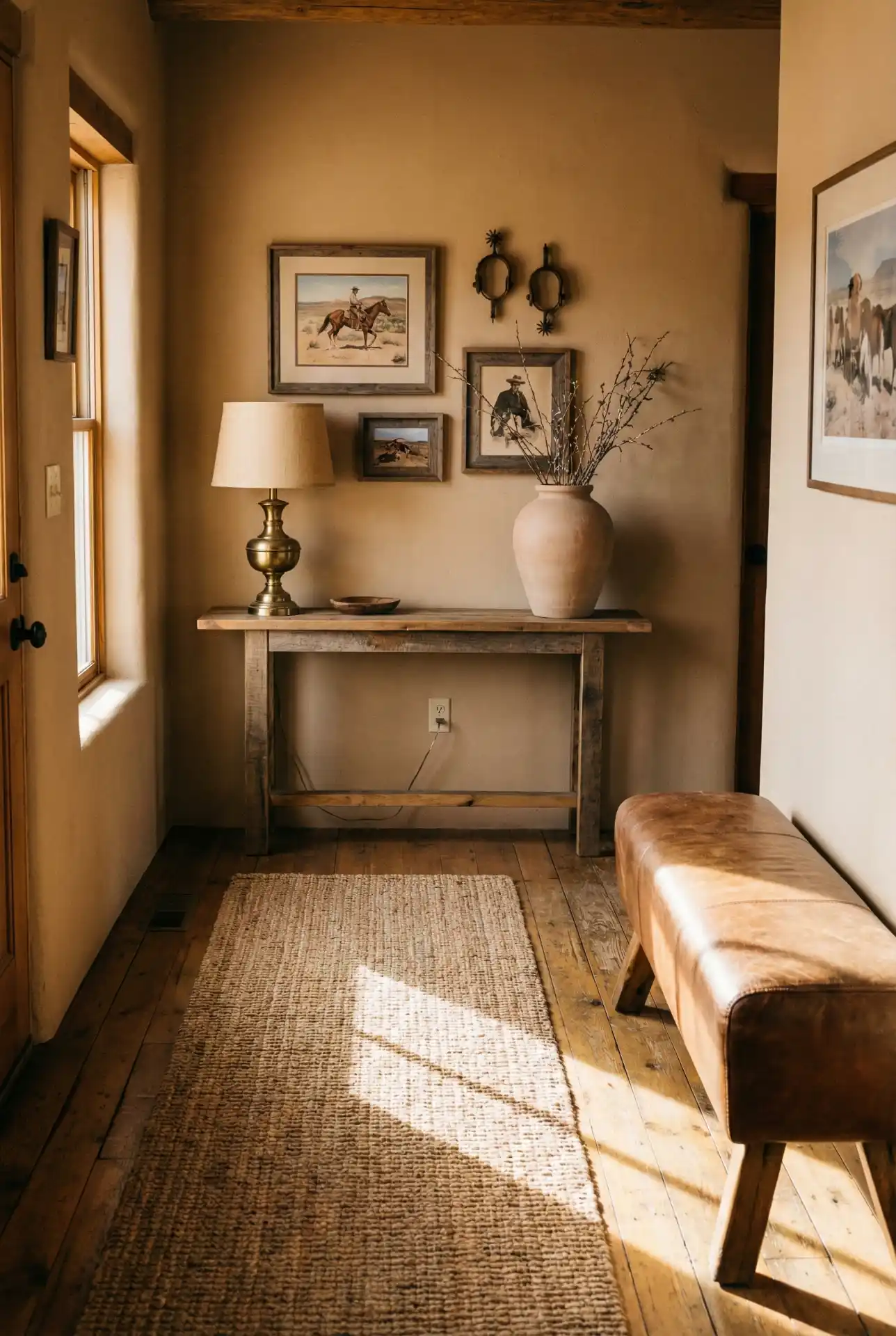Rustic Western Hallway With Natural Wood And Antique Accents 1