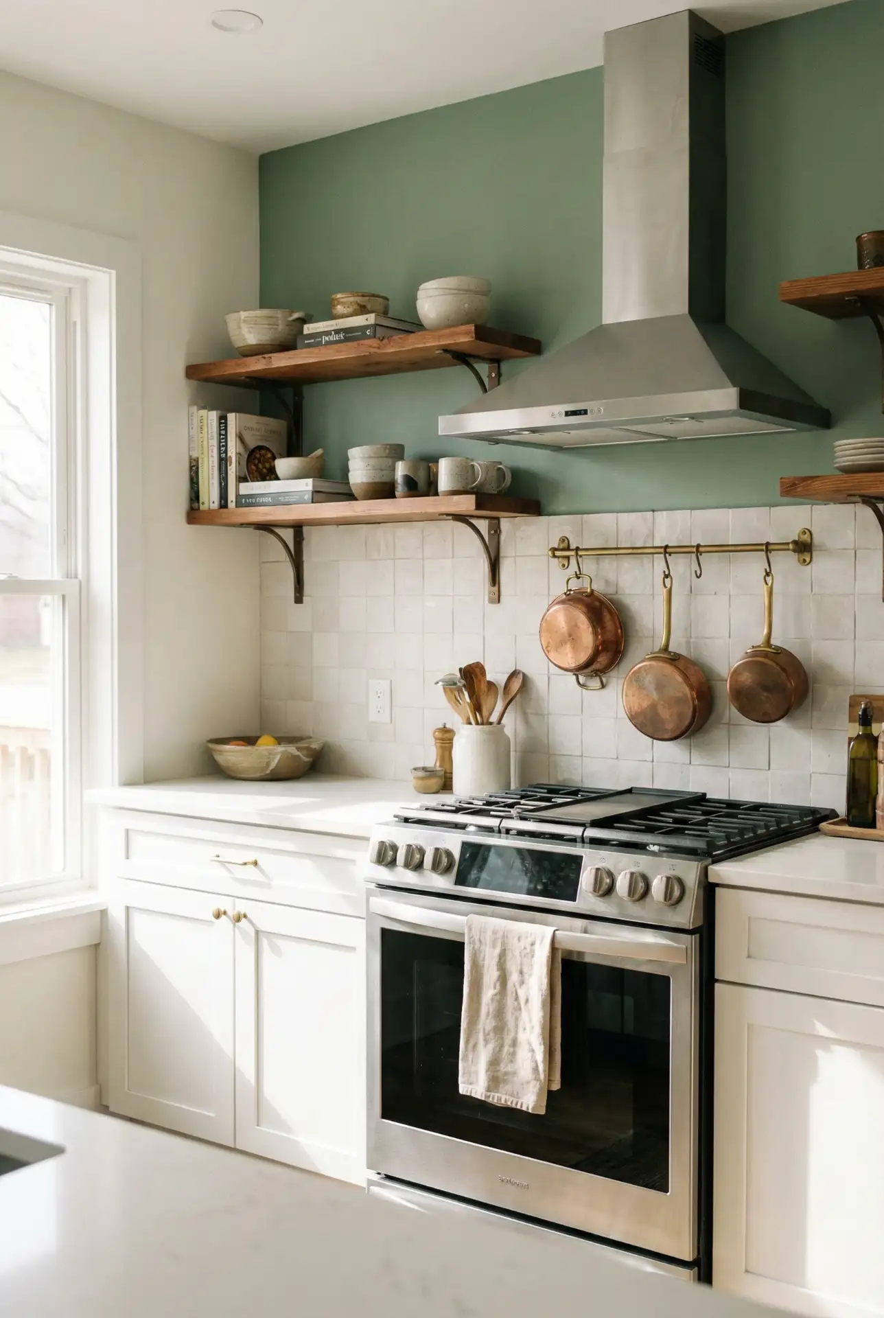 Sage Green Accent Wall Behind the Range for Instant Style 2