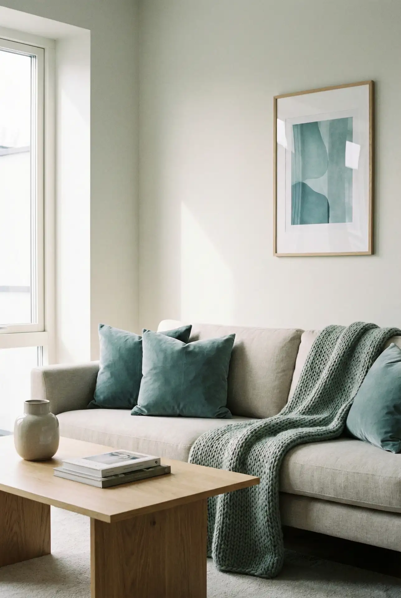 Scandinavian Living Room With Blue-Green Color Palette Harmony 1