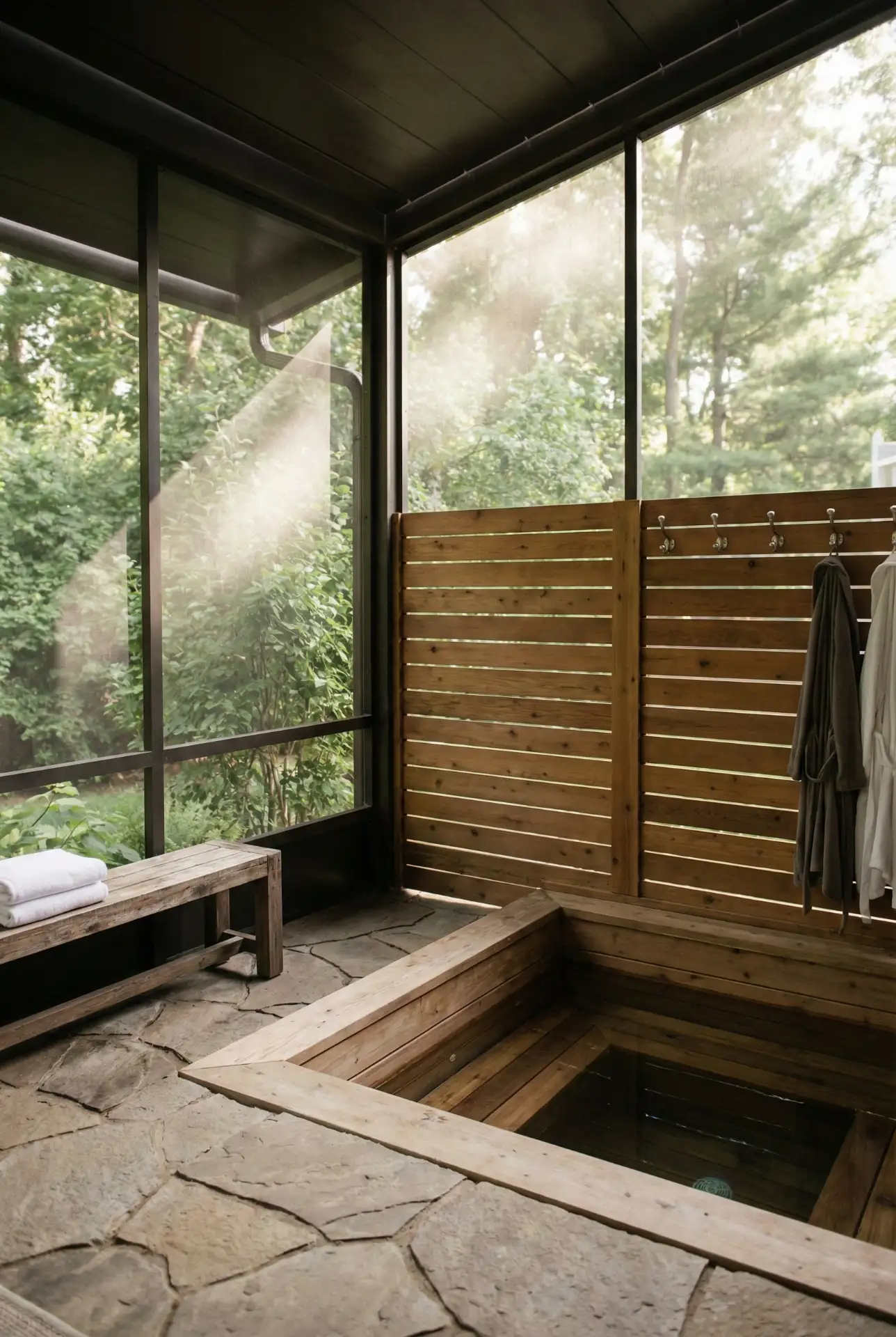Screened-In Pergola Spa Corner With Hot Tub Privacy 2