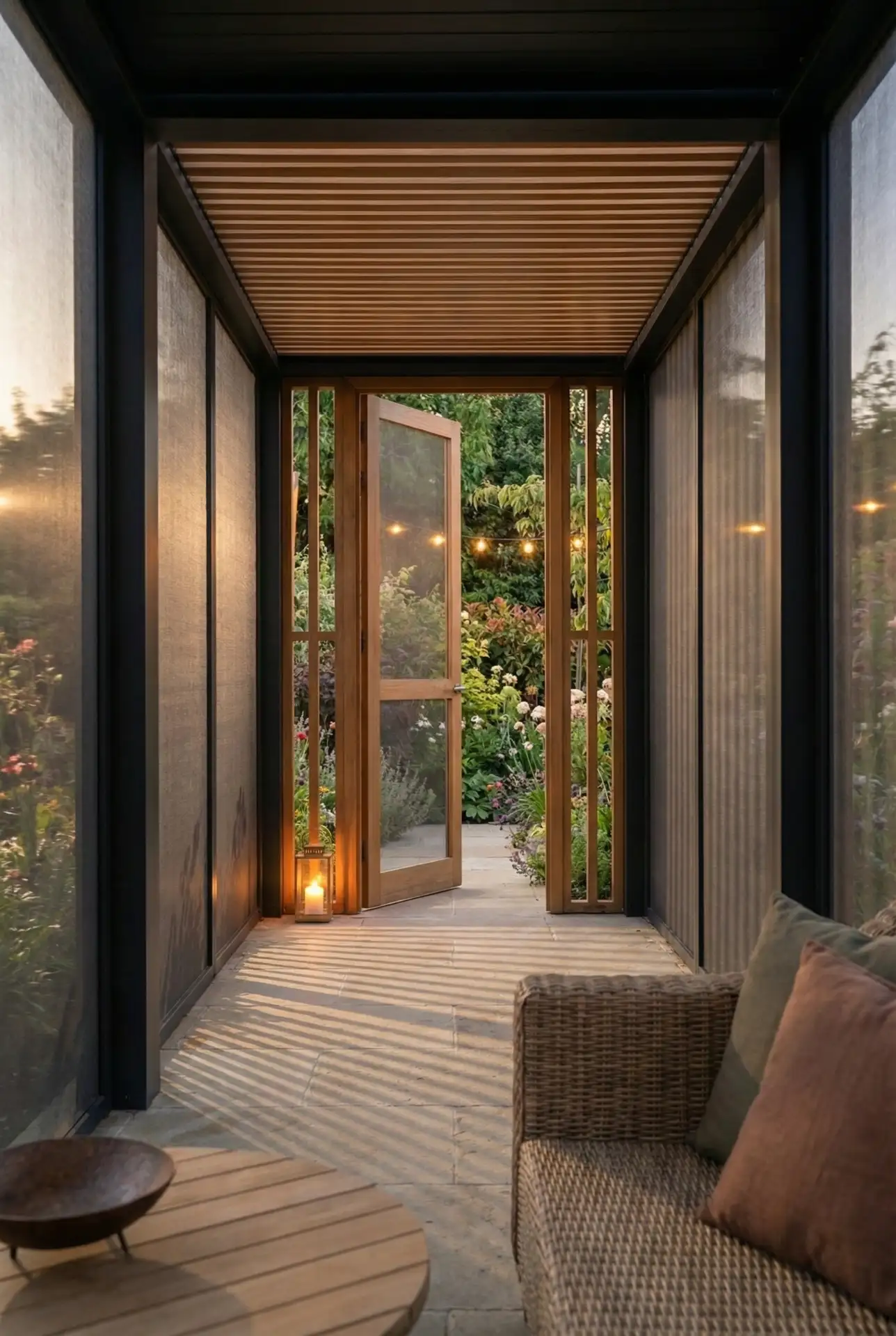 Screened-In Pergola Walkway Connecting House To Garden 2