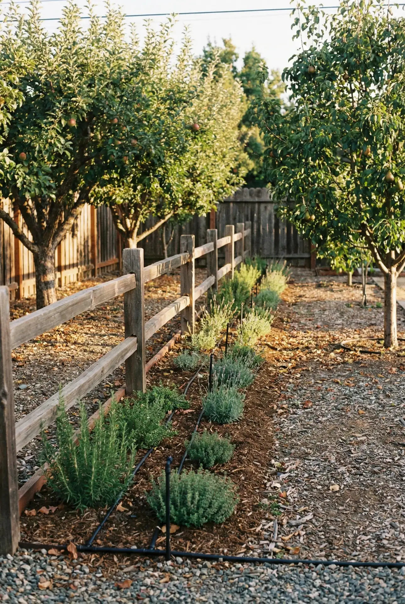 Simple Backyard Orchard Fence With Clean Ground Plane 2