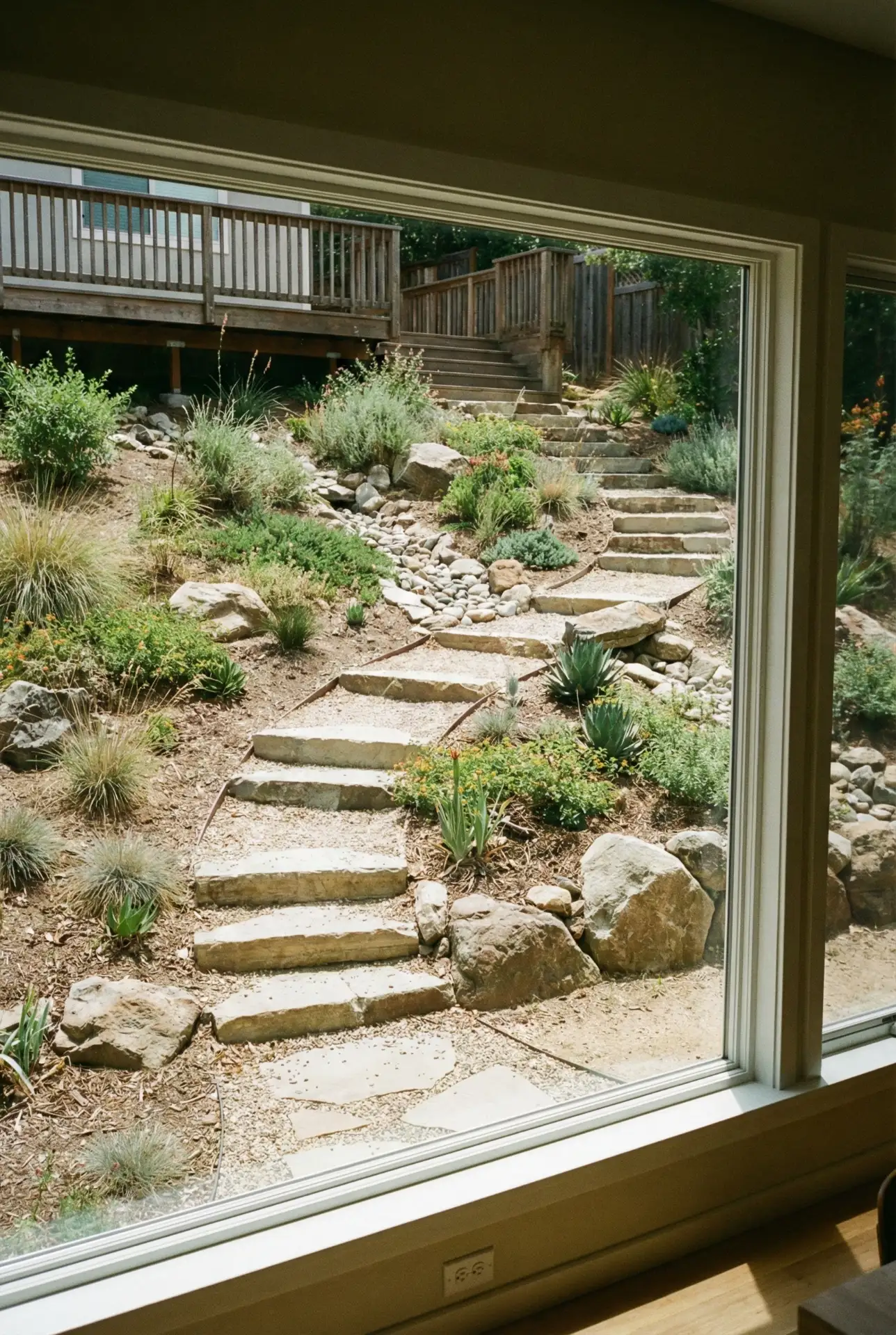 Sloped Backyard Slide Path With Natural Landings 1