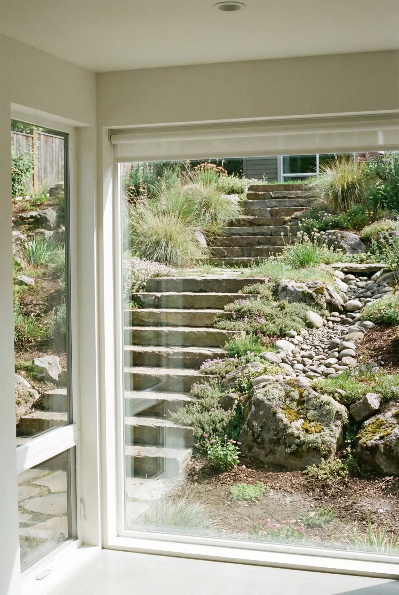 Sloped Yard Terrace With Native Steps 1