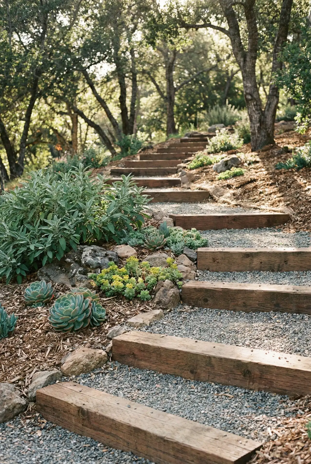 Sloped Yard Terrace With Native Steps 2