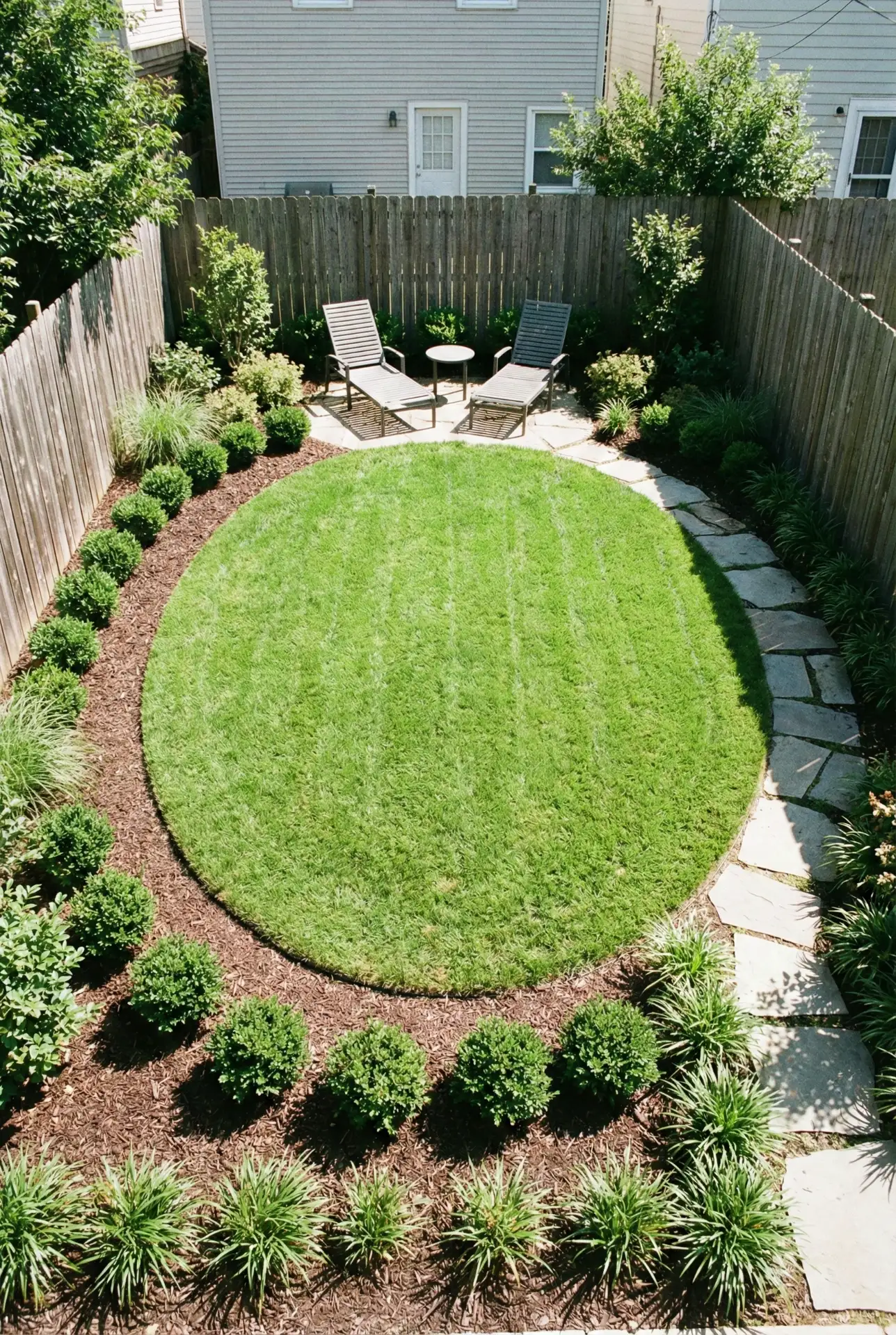 Small Lawn Island With Surrounding Garden Ring 2