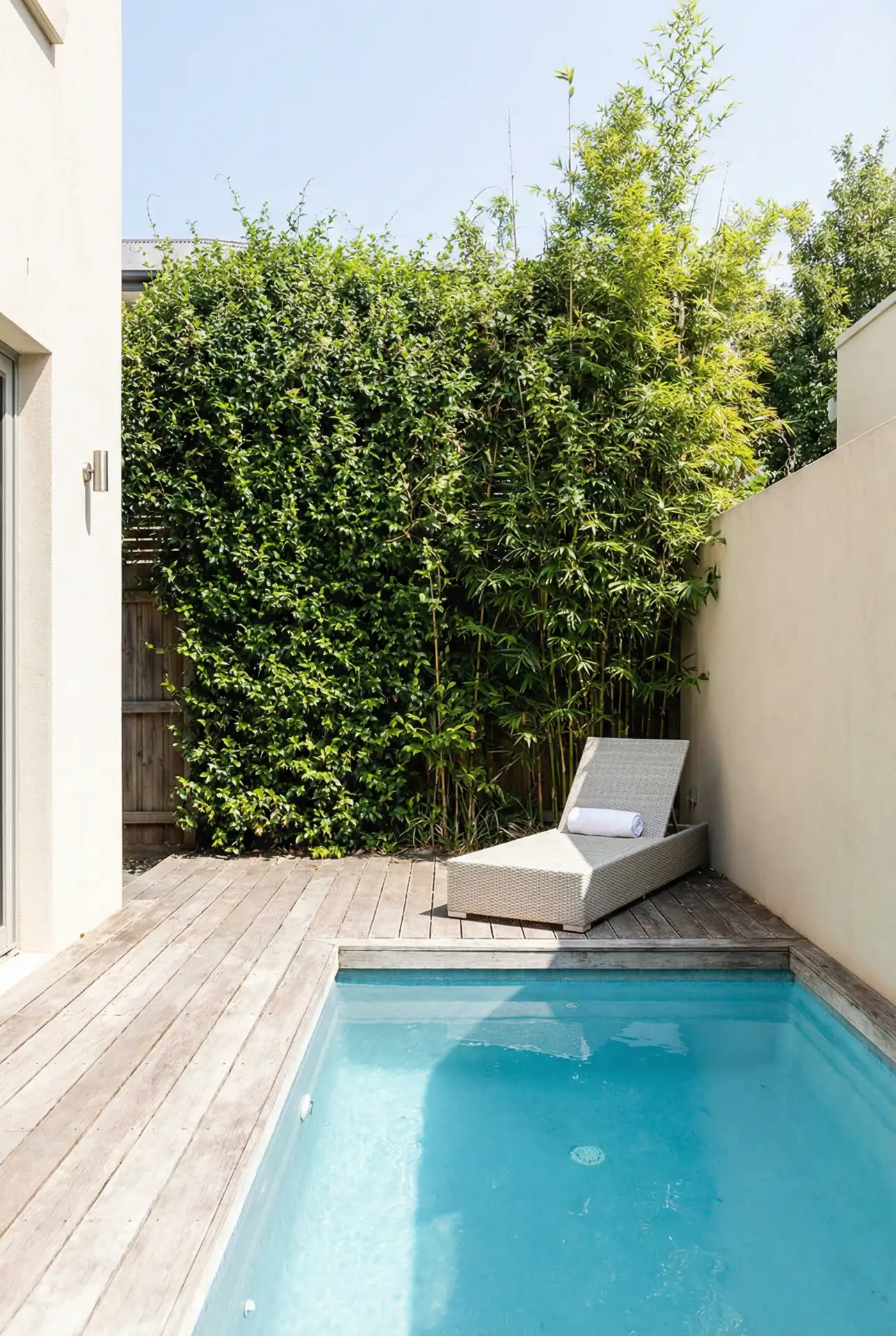 Small Pool Deck With Privacy Plant Wall 2