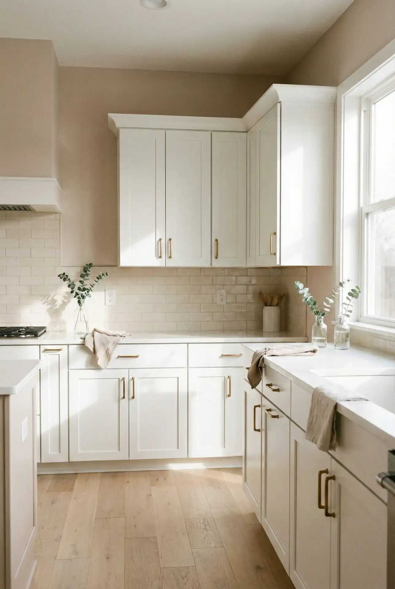 Soft Beige Pink Undertone for Kitchens With White Cabinets 2