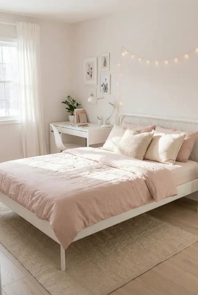 Soft Modern Pink + White Starter Room 2