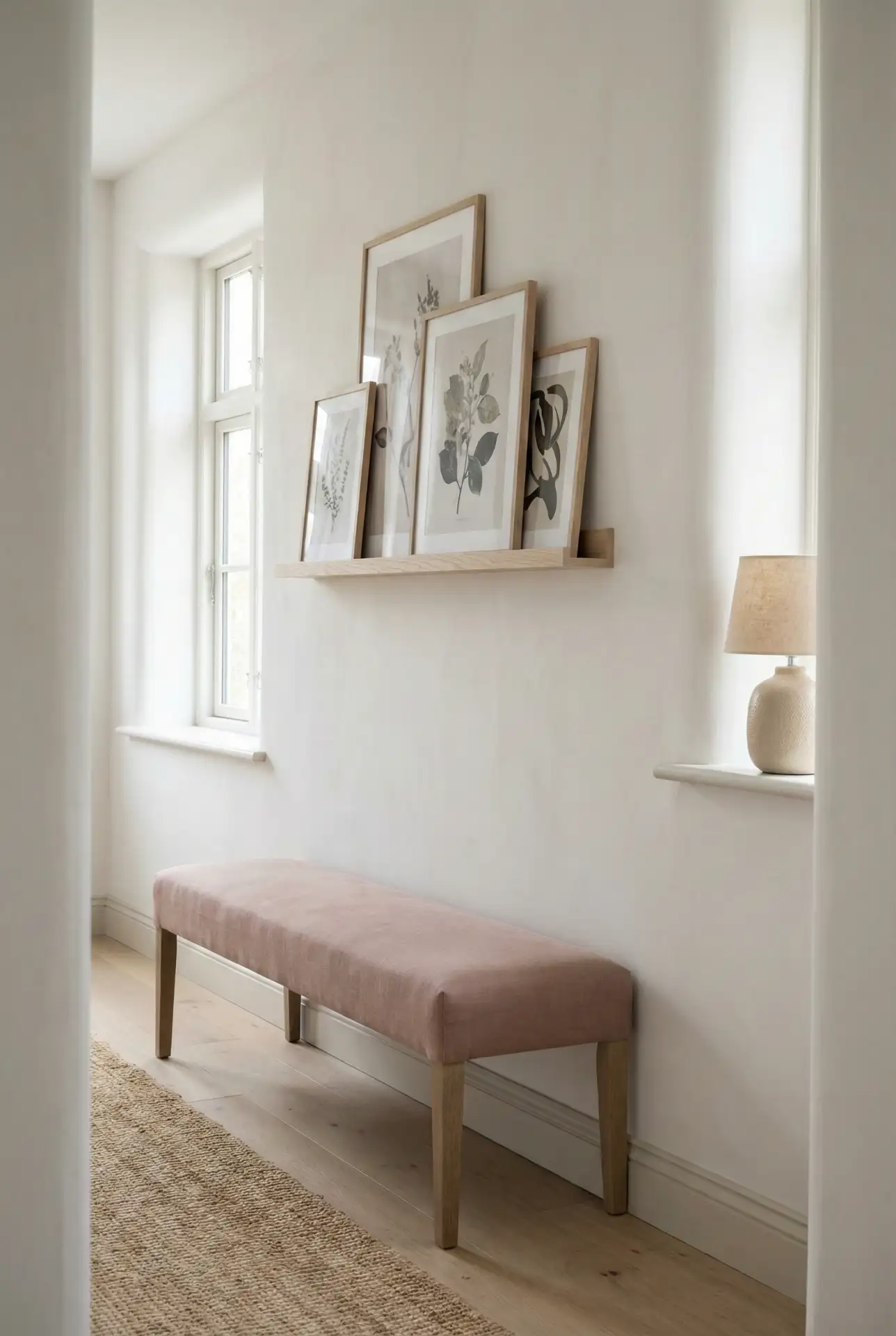 Soft Pink Bench Corner With Art Ledge 1