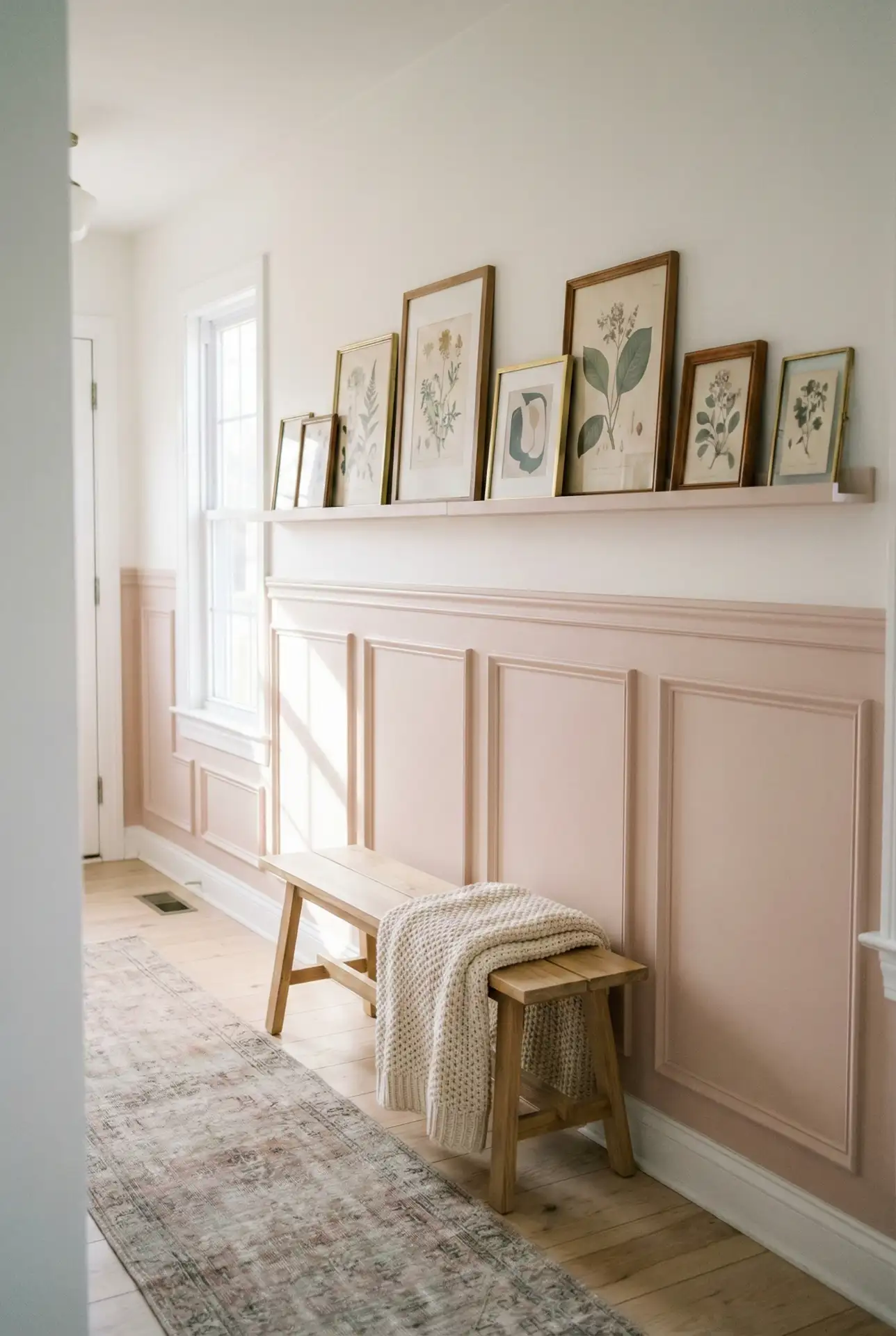 Soft Pink Bench Corner With Art Ledge 2