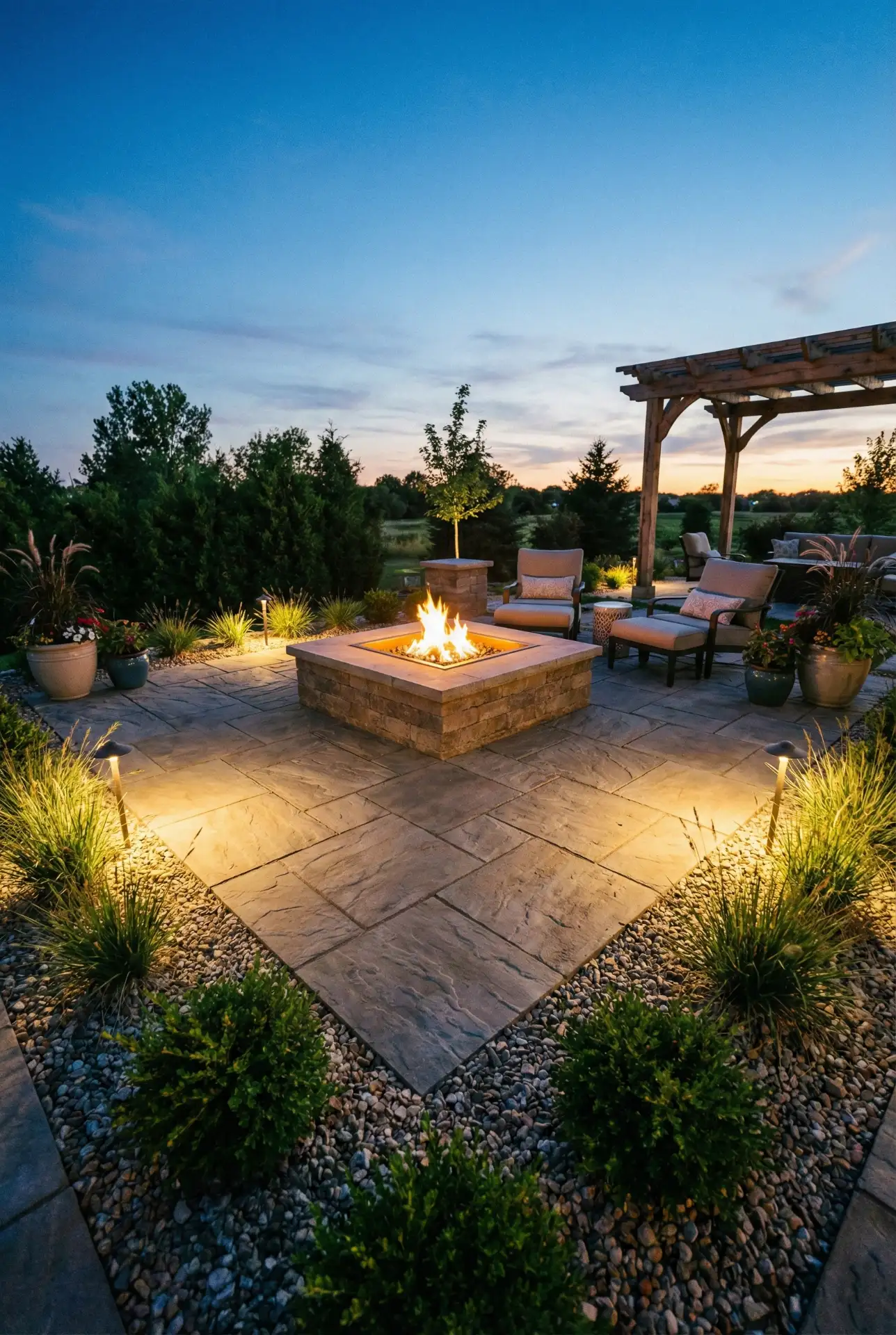 Square Paver Courtyard Fire Room 1