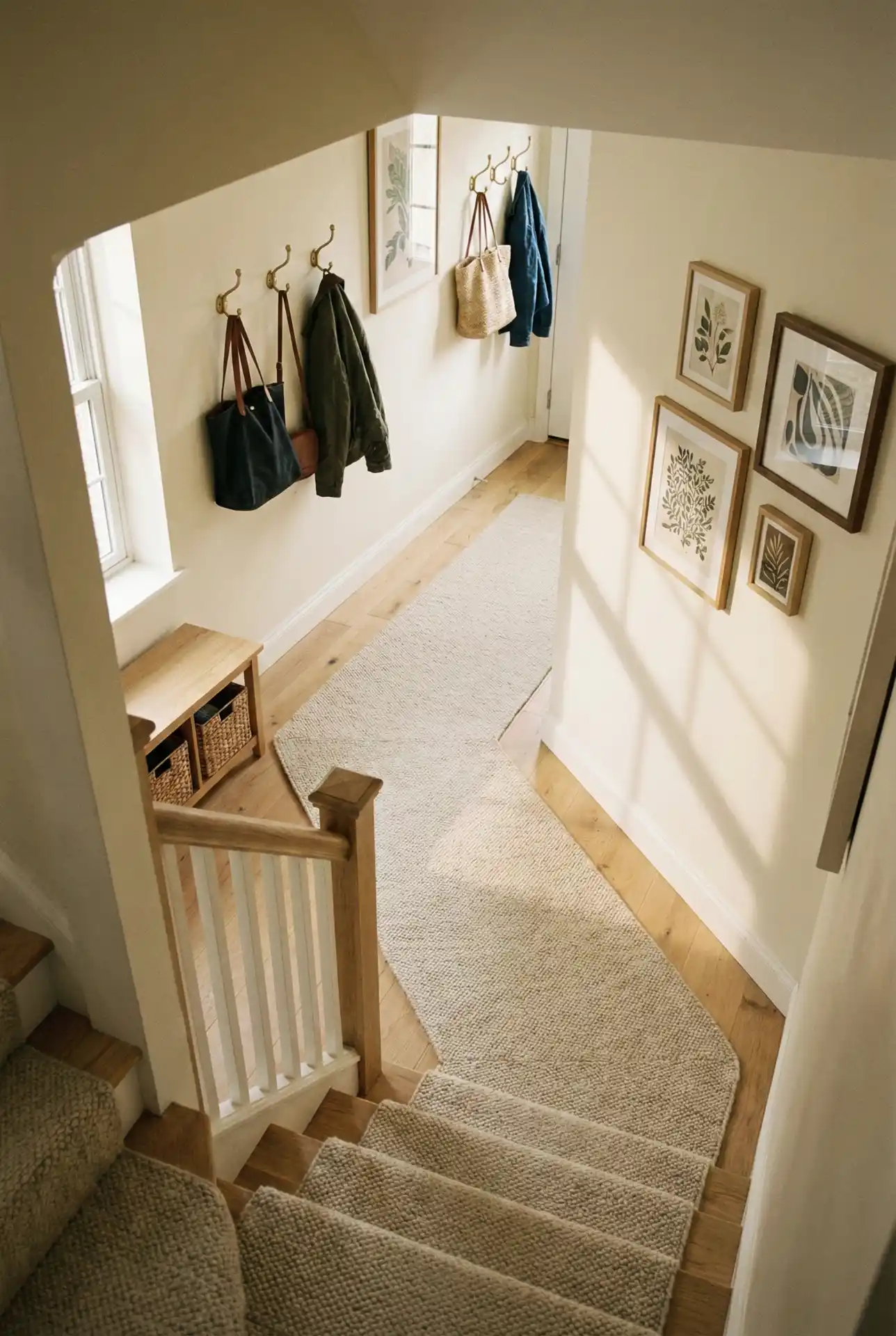 Staircase Hallway Styling With A Warm Runner And Wall Hooks 2
