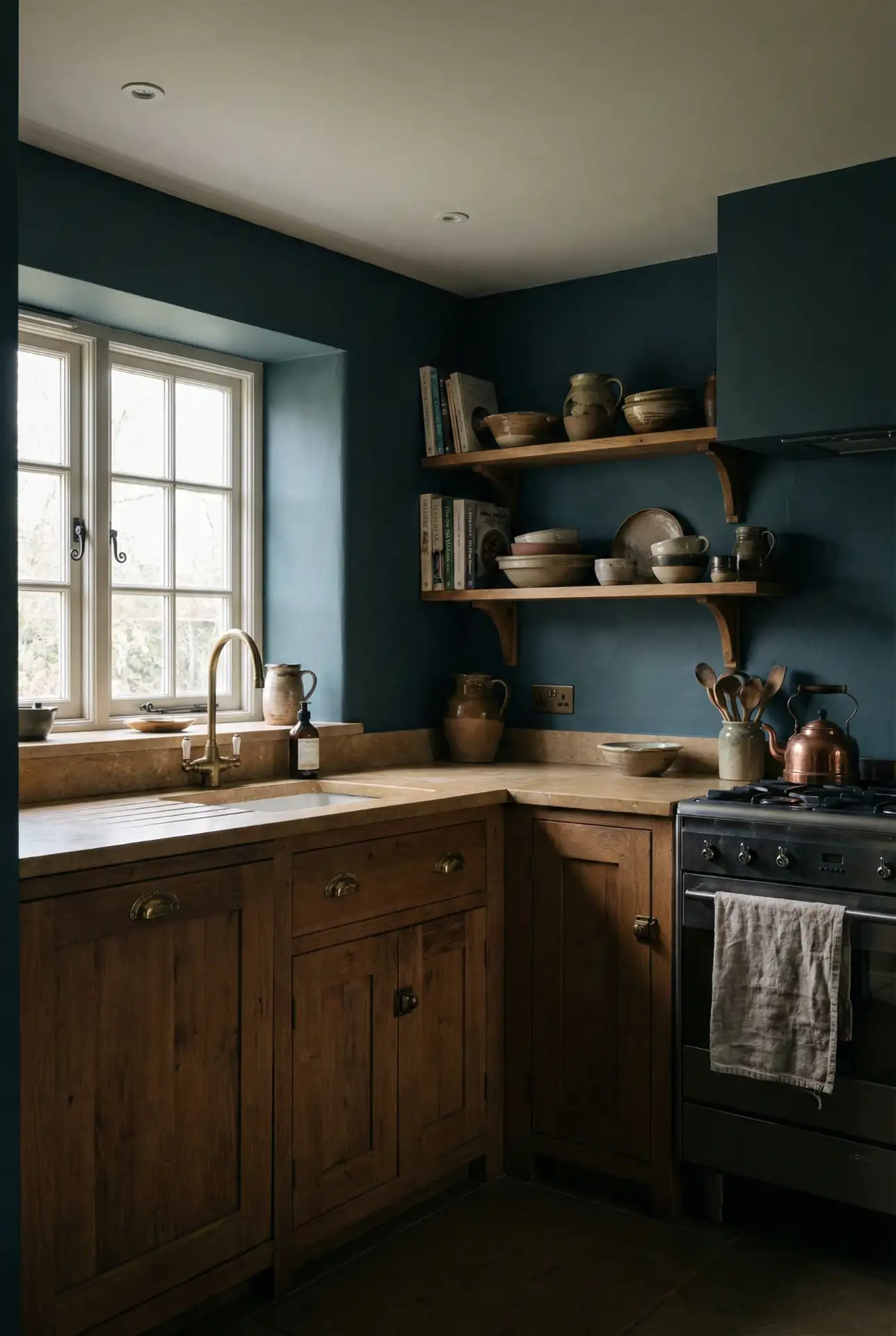 Stormy Blue-Green for a Moody Cottage Kitchen 1