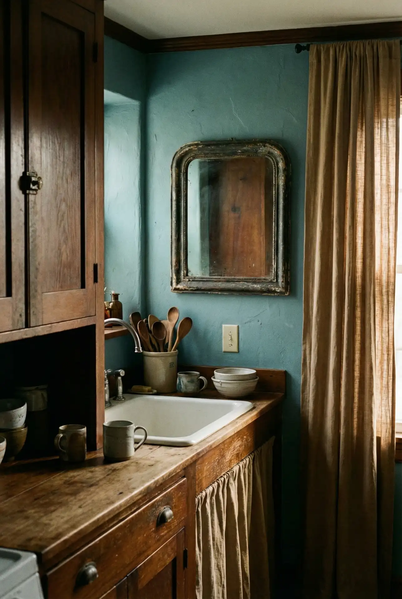 Stormy Blue-Green for a Moody Cottage Kitchen 2