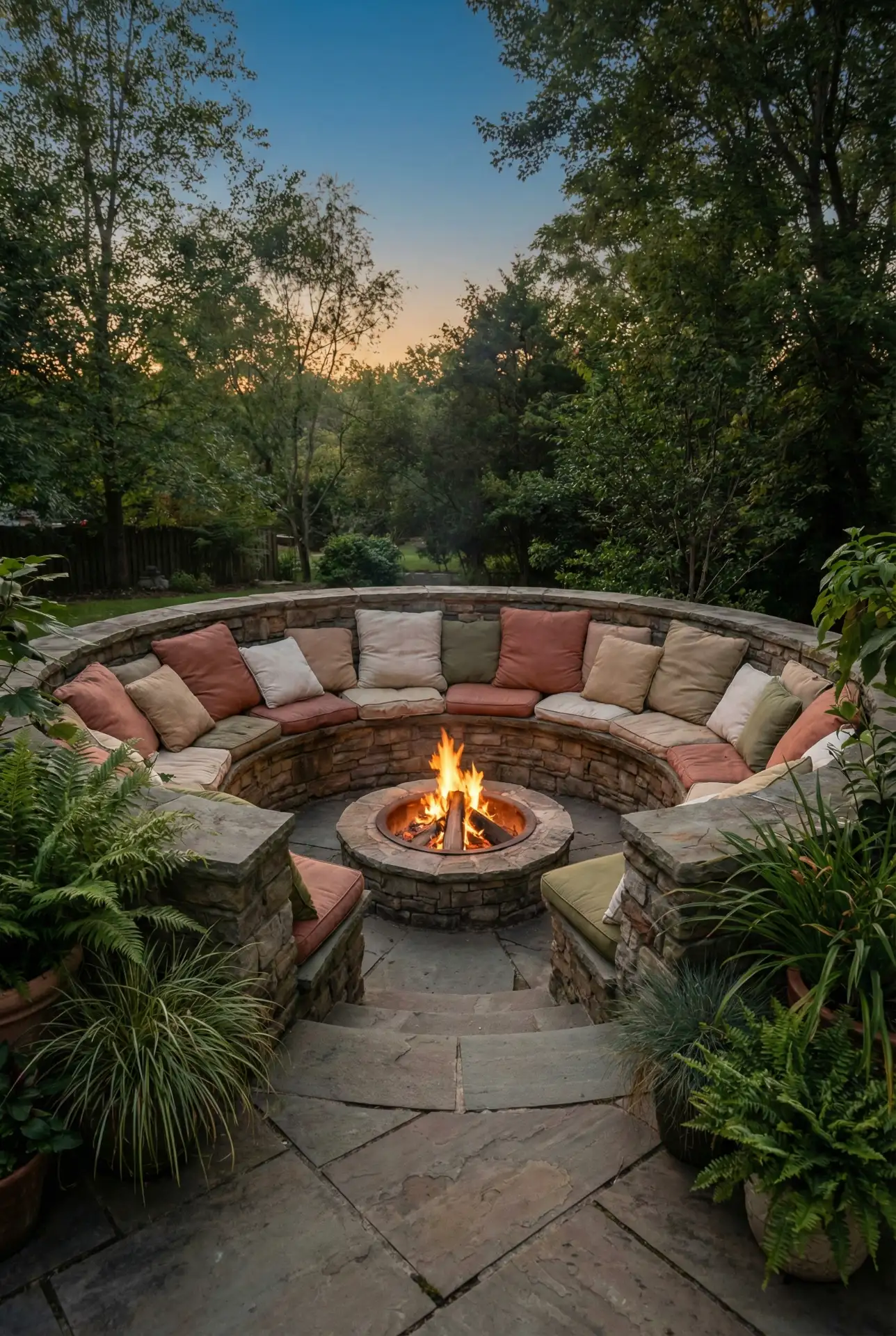 Sunken Stone Fire Pit Lounge 1