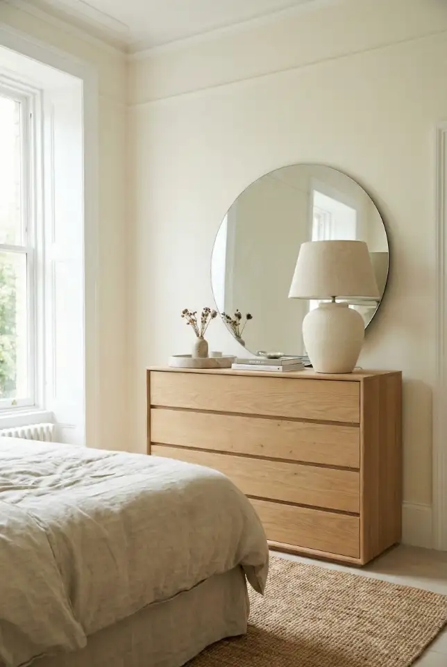 Tall Dresser Decor With a Bold Mirror Above 2
