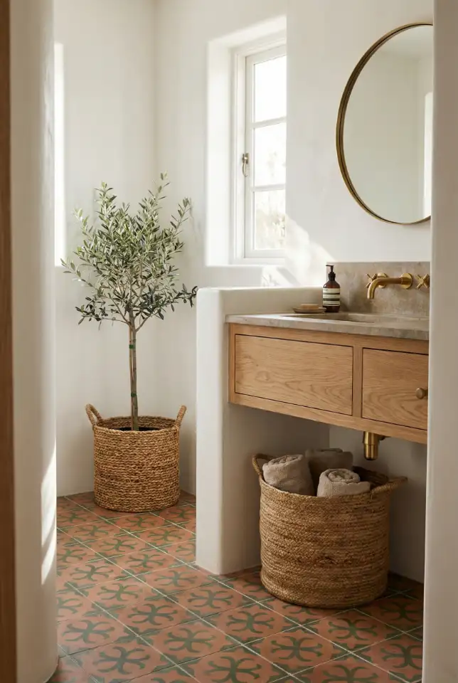 Terracotta And Green Floor Tiles For Warmth 1