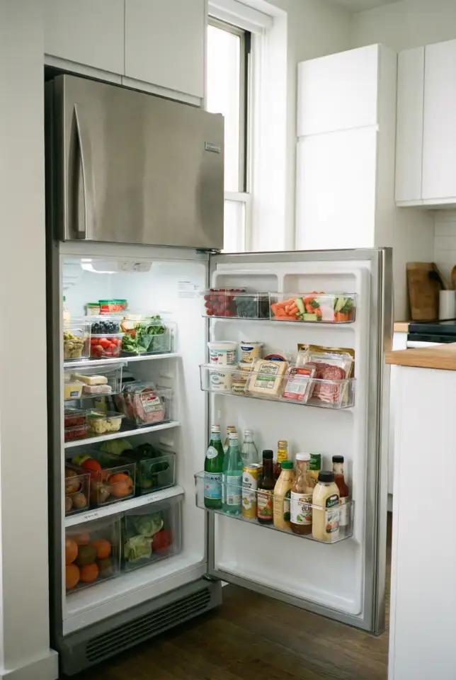 Tiny Apartment Fridge Layout With Sliding Bins 2
