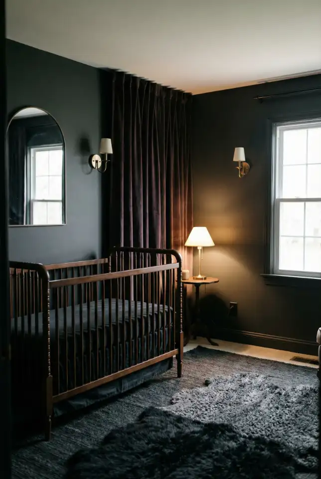 Tiny Gothic Nursery With Dramatic Cozy Lighting 2