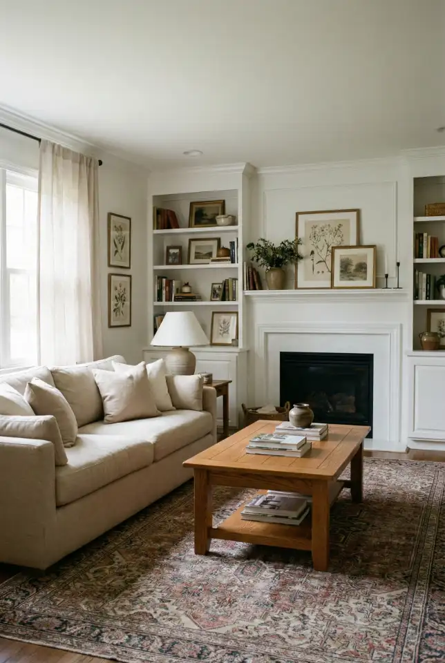 Traditional Family Room With Built-In Bookcases 2