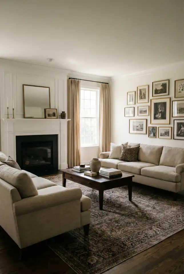 Traditional Fireplace Seating With Symmetry 2