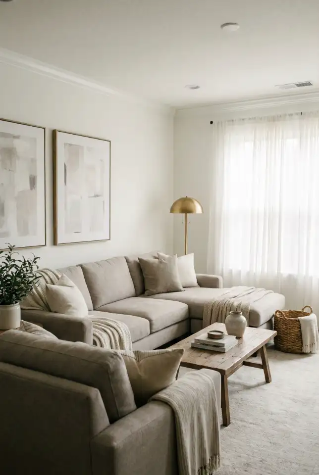 Transitional Family Room With Warm Neutral Layers 2