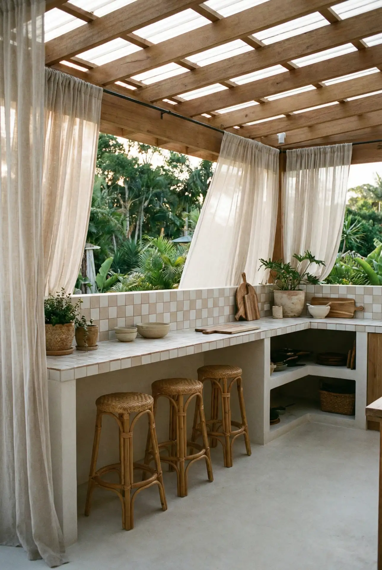 Tropical Lanai Kitchen Plans With Breezy Flow 1