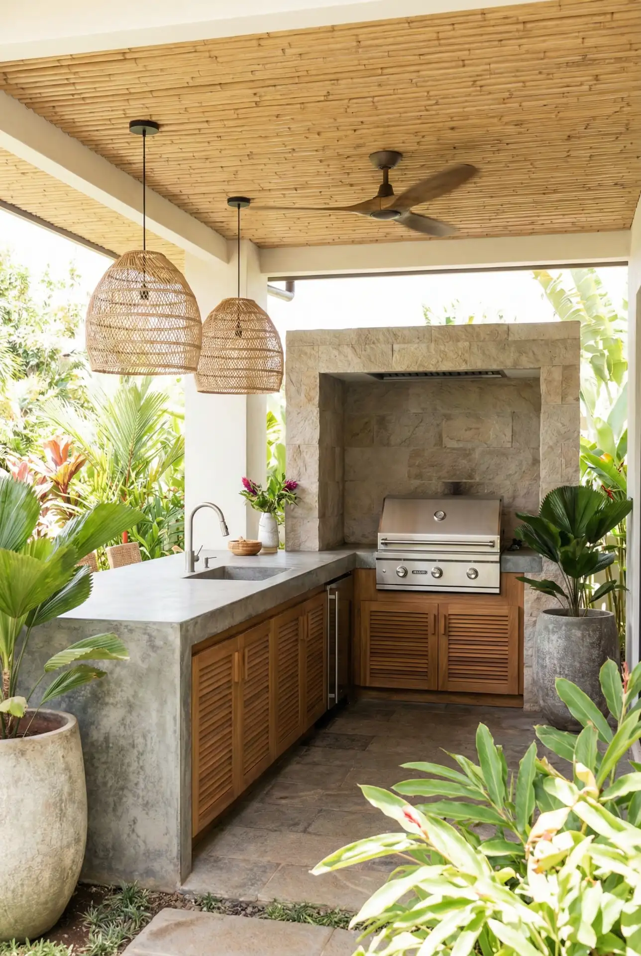 Tropical Lanai Kitchen Plans With Breezy Flow 2