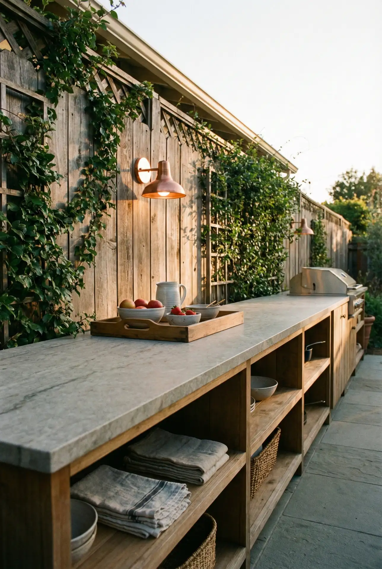 UK-Inspired Galley Kitchen Along Fence 1