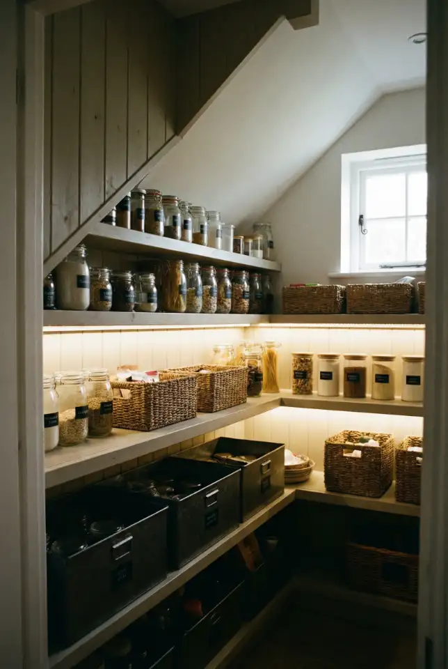Under-Stairs Hidden Pantry With Double Door Entry 1