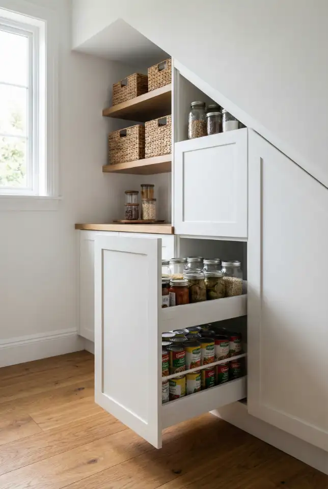 Under-Stairs Pantry With Understair Pull-Out Drawers 1