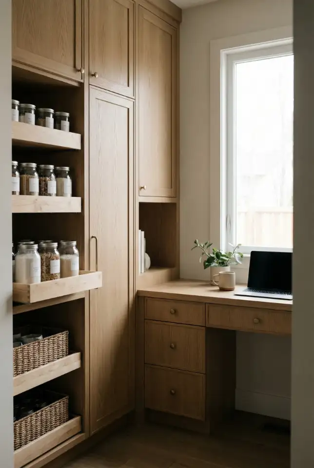 Unique Pantry + Home Office Combo Storage Wall 1