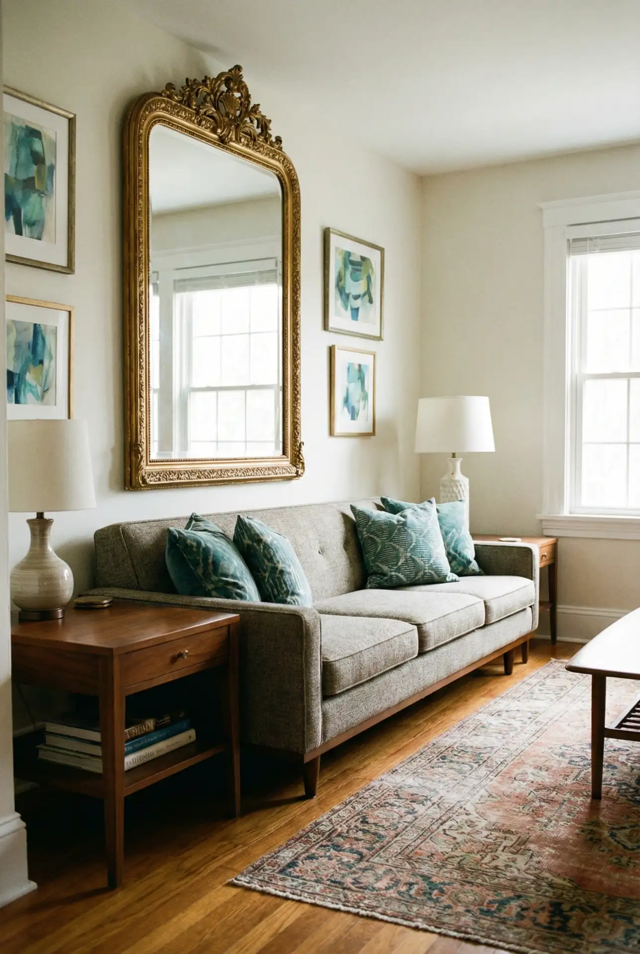 Victorian Meets Mid-Century With Blue-Green Harmony 1