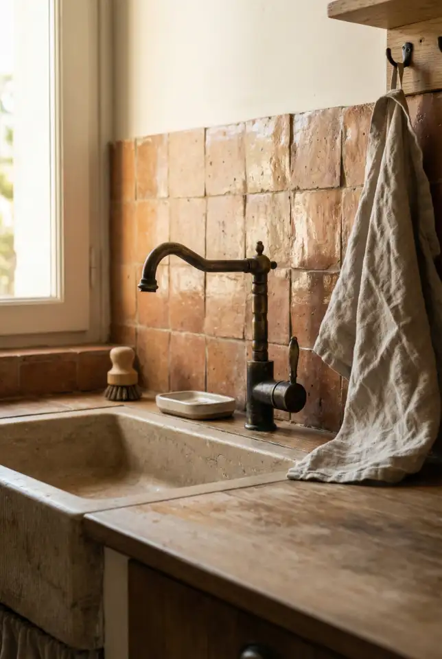 Vintage-Inspired Sink Nook With Old Hardware 1
