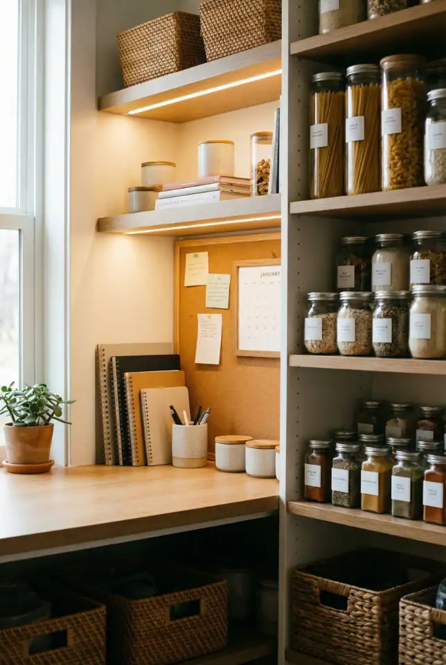 Walk-In Pantry With Office Command Center Shelf 1