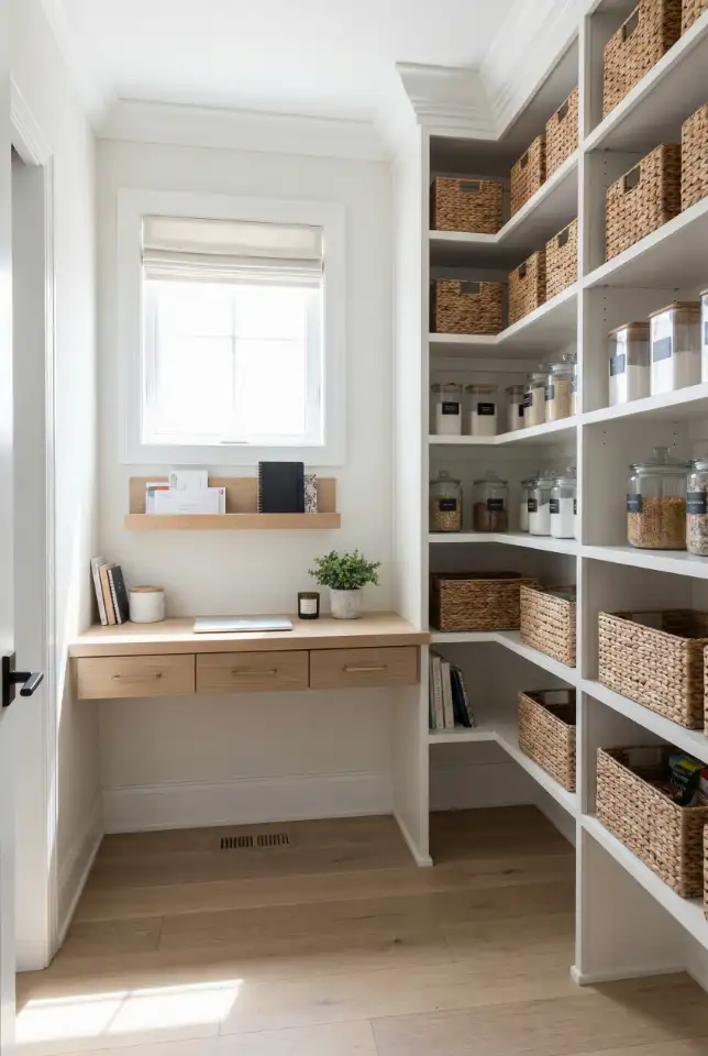 Walk-In Pantry With Office Command Center Shelf 2