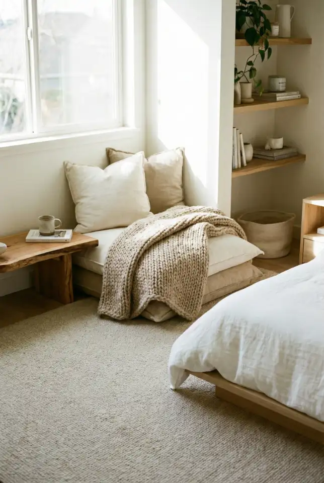 Warm Aesthetic Nook With Floor Cushions 1