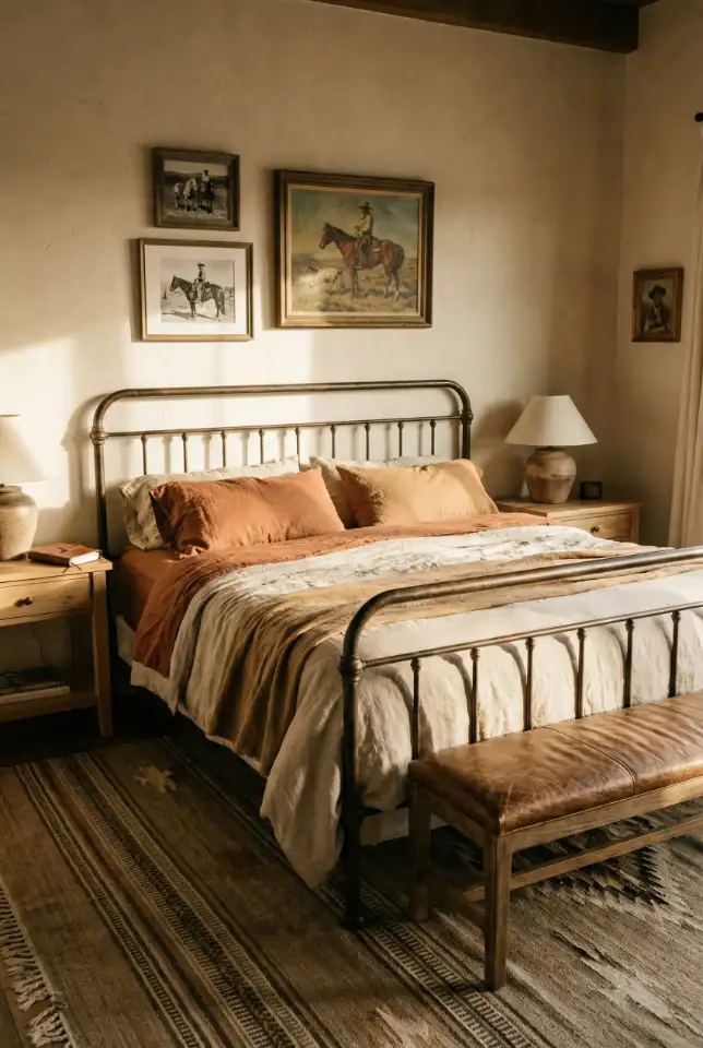 Western Leather And Linen Bedroom 1