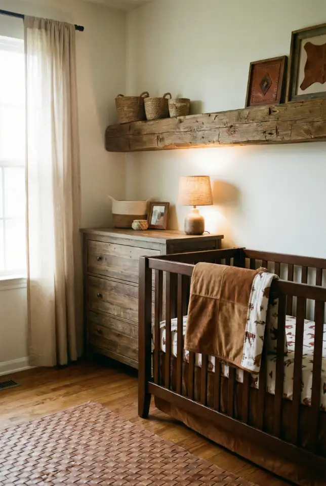 Western Nursery With Warm Wood And Leather Touches 1
