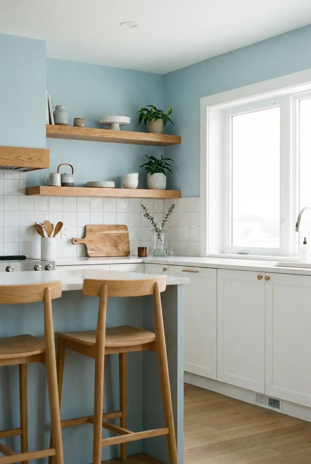 White And Wood Blue Wall Wrap 1