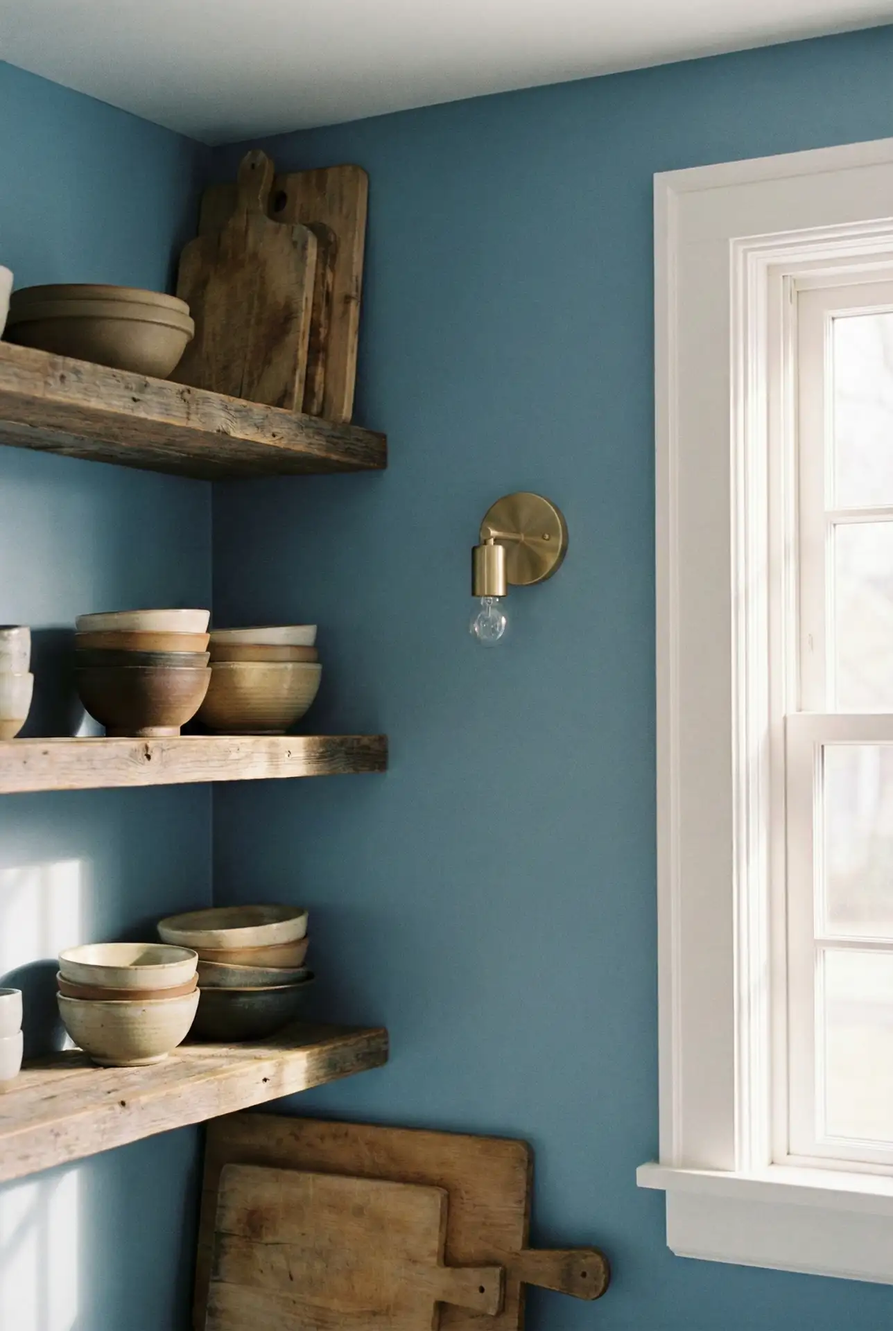 White And Wood Blue Wall Wrap 2